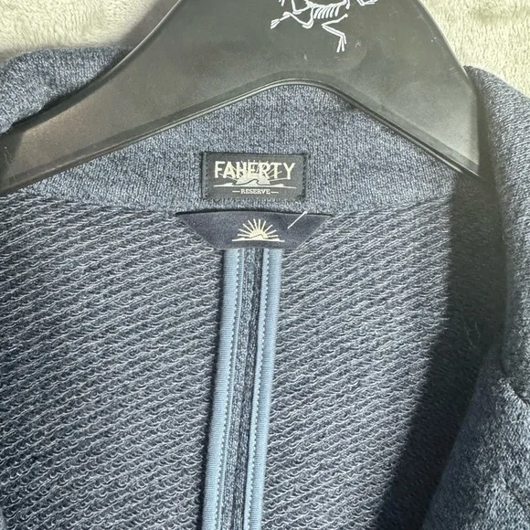 Faherty Inlet Blazer Deep Navy Cotton Blend Mens XL-Tall Utility Sport Coat